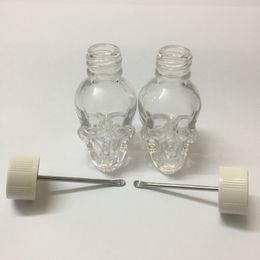 Skull Shape Snuff Snorter Sniffer Powder Glass Bottle Pill Box Container Herb Storage Seal Store Spoon Shovel Portable Smoking Pipe Tool DHL