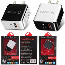 QC3.0 Adaptive fast charger Quick Charge Travel Adapter Home Wall Charger US EU Version For Samsung S9 S10 Note 9 Tablet pc