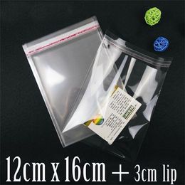Wholesale-600pcs 12cmx16cm+3cm CRYSTAL CLEAR RECLOSABLE CELLOPHANE BAGS