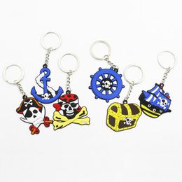 top quality pirate series Keychain PVC soft gel key rings fashion Jewellery Halloween Gift keychain wholesale free ship