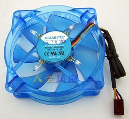 0.10A F128025DL 8CM 12V three-line blue dazzling LED ball fan