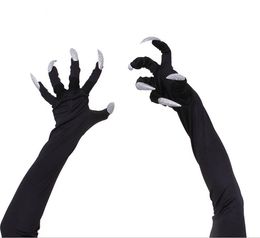 HOT Halloween long nails ghost gloves hollowen cosplay long performance performance props clothes paw gloves terror black