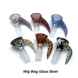 DHL!!! Wig Wag Glass Bowl With Handle 14mm 18mm Male Heady Glass Bowl Bong Bowl Piece Smoking Aceesories For Bongs Glass Water Pipes