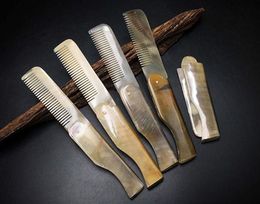 50pcs/lot Foldable Horn comb Portable Folding Anti-Static Hairbrush Handmade Natural Ox Combs