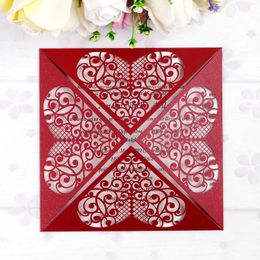 New Free DHL Shipping Gorgeous Square Red 4 petals Wedding Birthday Graduation Engagement Invitations Cards