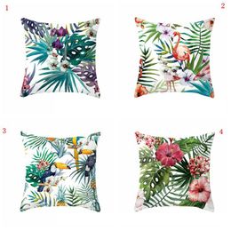 Tropical Plant Pillow Cover 18x18inch Pillow Case Peach Skin Sofa Decorative Pillow Cover Throw Pillows Cushion Cover Home Decor VT0447