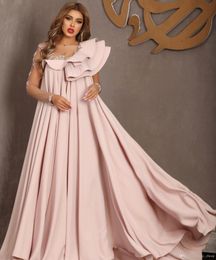 Blush Aso Ebi Arabic One Shoulder Cheap Evening Dresses Beaded Sheer Neck Prom Dresses Satin Formal Party Formal Dress Evening owns