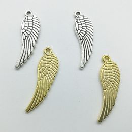 50pcs/Lot Wings Alloy Charms Pendant Retro Jewellery Making DIY Keychain Ancient Silver Pendant For Bracelet Earrings Necklace 31*10mm