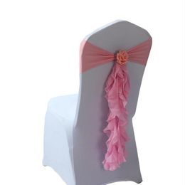 Fancy ruffled chair cover for wedding decoorations simple chair sashes Creative design chair sash for banquet party decorations