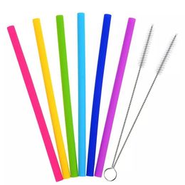 New Food Grade Silicone Drinking Straws 25cm Silicone Straight Bent Straws Set with Two Brushes for Cups 2 styles 360pcs T1I1610