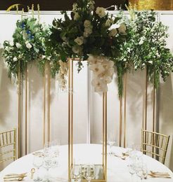 -Stand de fleurs 80 cm de haut candélabres de mariage métal table de cristal pièce maîtresse table carrée stand de fleurs pièce maîtresse de mariage, décoration de mariage