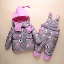 Kids Warm Down Jackets Winter 2019 Children Down Clothing Sets 2Pcs Coat + Overall 1-4 Years Toddler Girls Boys Snowsuit