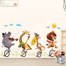 YEDUO Wall Stickers Animal Cycling Cute Cartoon Children Room Decoration