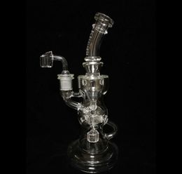 corona bong FTK Glass Torus Bong Klein Oil Rig Recycler Smoking Water Pipe joint size 14.4mm 10 Inch Tall