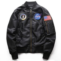 Autumn Apollo Thin 100th SPACE SHUTTLE MISSION Thin MA1 Bomber Hiphop US Air Force Pilot Flight Korean College Jacket For Men M-6XL J1907119