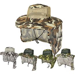 Outdoor Camouflage Caps Sport leaf Jungle Military Cap Fishing Hats Sun Screen Gauze Cap Cowboy Packable Army Bucket Hat ZZA449-1 Sea Shipping