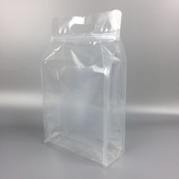 20*31+8cm Big Size Grain Package Bag Eight Sides Standing Clear Plastic Packing Bags with Hand Holder Translucent Zipper Seal Rice Storage Pouches