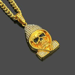 Wholesale- Pendant Trend Personality Portrait Pendant European And American Diamond Exaggerated Necklace Gold Plated Silver Plated Pendant