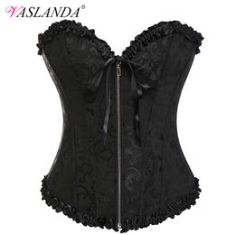 VASLANDA Boned Lace Up Steampunk Corset Women Sexy Bustier Burlesque Gothic Clothing Overbust Corselet Slim Strapless Corsets