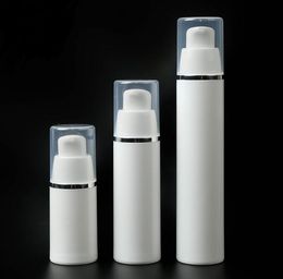 15ml 30ml 50ml PP Plastic Airless Bottles White Airless Vacuum Pump Lotion Bottle with Silver Line SN2031