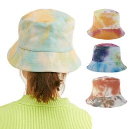 Floral Universal Outdoor Travel Sun beach hat 2020 new Summer Tie-dyeing Bucket Hat Fisherman cap women Men Gift wide brim Beach Cap