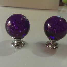 Purple crystal bubble ball handle style wardrobe crystal small handle single crystal ball in hand
