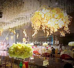 Magic beautiful wedding mental gold plainted white wedding hanging hall decorations wedding high pillar hall decorations for event decor515