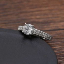 Wholesale- stones luxury diamond crystal rings for women graceful girl fashion jewelry wedding bride Engagement accessories