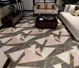 Custom 3D Painting Floor Wallpaper PVC Adhesive Geometric stone brick cement brick antique Modern Floor Painting