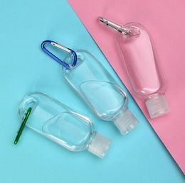 30ML 60ML Empty refillable Flip Cap Bottle with Key Ring Hook Transparent Plastic Hand Sanitizer Bottle for Travel SN4378