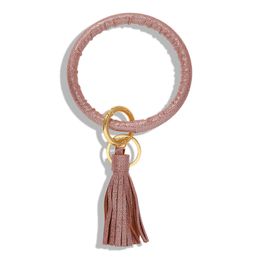 Wholesale- fashion ins designer crocodile snake pattern key ring tassel leather bangle bracelet for woman