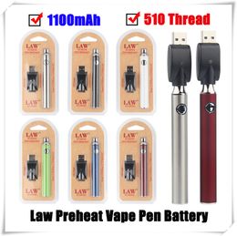 Law Preheat VV Battery 1100 mAh Blister Package Kits O Pen Bud Touch Variable Voltage Vape With Wireless USB Charger