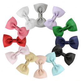 New 2.75'' Shining Colorful Small Bowknot With Whole Wrapped Safety Hair Clips Children Hairpins Hair Accessories
