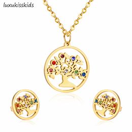 Stainless Steel Jewellery Sets earrings Mix Colour CZ Jewellery For Women Party Gift