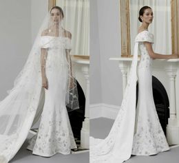 2019 Mermaid Wedding Dresses Steven Khalil Off The Shoulder Lace Appliques Sweep Train Country Bridal Gowns Satin Beach Wedding Dress