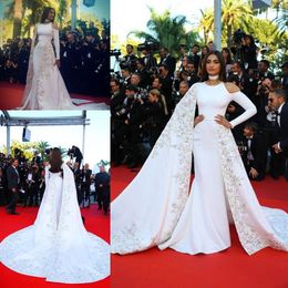 2020 Red Carpet Celebrity Prom Dresses with Long Wrap Zipper Back Long Sleeve Evening Gowns Occasion Party Dress