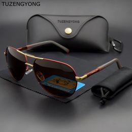 TUZENGYONG Aluminum Men's HD Polarized Sunglasses Driving Sun Glasses Coating Lens Eyewear Accessories for Men