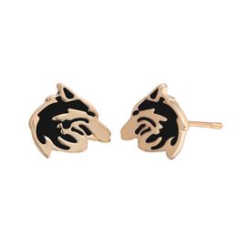 Vintage Silve Gold Plated Wolf Stud Earring For Men Women Slavic Viking Religious Earring
