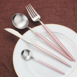 304 Stainless Steel Western cutlery Set Noble Silverware Fork Knife Spoon Dessert Dinnerware Kitchen Food Tableware Black