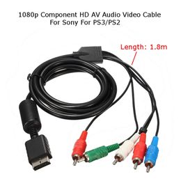 200PCS 1.8M 1080p 5RCA Y / PR / PB Audio Video AV-kabelkomponentsledningsledning för Sony PlayStation 2/3 PS2 PS3-konsolsystem för att övervaka HDTV