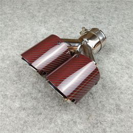 Y Model Twill Red Carbon fiber Exhaust Pipe Car Universal Stainless Steel Muffler Tip Length 240 mm Auto Part Nozzles