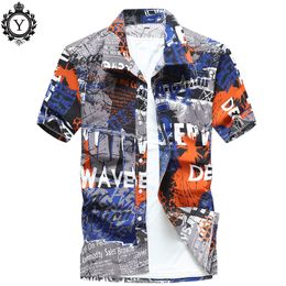 Mens Hawaiian Shirt Beach Colourful Tropical Summer Short Sleeve Shirt Men Brand Clothing Casual Loose Camisa Masculina Plus Size Y19070301