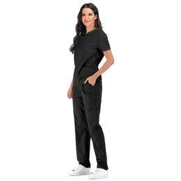 Men Women Short Sleeve V-neck Tops+pants Nursing Working Uniform Set Suit Nursing Working Uniform Set Suit