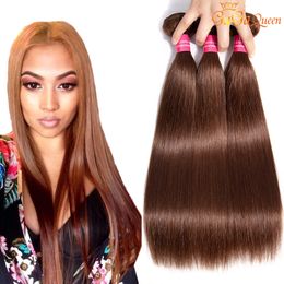 Brazillian Virgin Hair Straight #4 Colour Brazilian Human Hair Weaves Brazilian straight Hair Bundles Light Brown