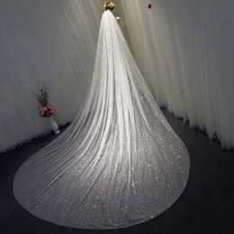 3 meters Sparkle Tulle Bridal Veil Long Bling Bling Luxury Wedding Veils Bridal Accessories Cathedral Length In Stock 1 Tier Bride Veils