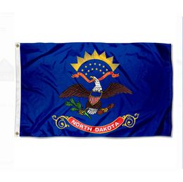 North Dakota Flag 5x3 Polyester Print New FLying Hanging USA American State Flags 90*150cm Custom Style