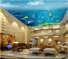 Customized Large 3D photo wallpaper 3d ceiling murals wallpaper HD Sunshine Underwater World Ceiling Mural Decorative Background Wall