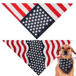 Creative Pet Dog Bib Stripe Star Double Side Layer America Flag Collar Costume Saliva Towel Necktie
