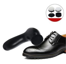 -Polidora de sapata elétrica portátil 2 velocidades a pilhas máquina de limpeza de sapatos com 4 cabeças de escova