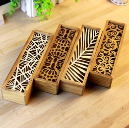 Hollow Jewellery Storage Box Wood Pencil Case Wooden Organiser Drawer Pen Holder Gift Boxes